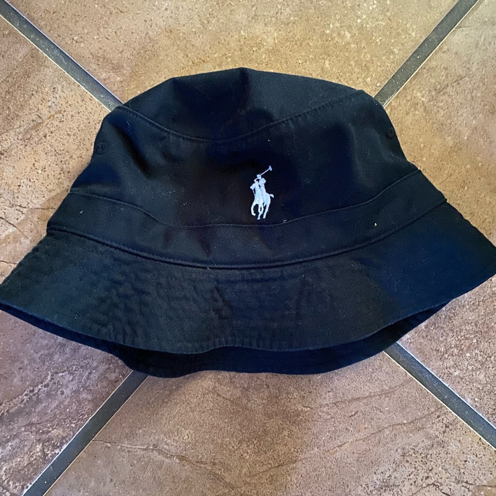 Ralph Lauren Black Bucket Hat with White Logo